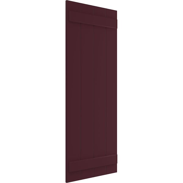 True Fit PVC, Four Board Joined Board-n-Batten Shutters, Wine Red, 21 1/2W X 75H